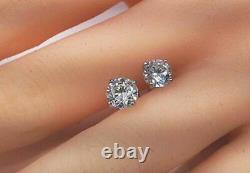 6mm Lab Created Round Diamond Solitaire Stud Earrings 925 Sterling Silver