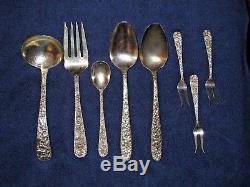 73-piece Set of Kirk Repousse Sterling Silver Silverware with Serving pieces
