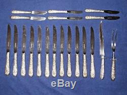 73-piece Set of Kirk Repousse Sterling Silver Silverware with Serving pieces