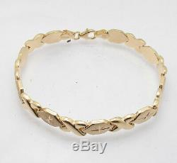 7 Hugs & Kisses XOXO Bracelet 10K Yellow Gold Clad Real Sterling Silver 925