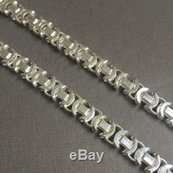 7mm 925 Sterling Silver Viking Flat Byzantine Mens Chain Necklaces 42GR 20 Inch