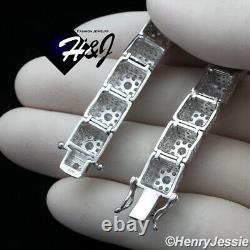 8.5men 925 Sterling Silver Bling Full Icy Diamond Chain Link Braceletsb11