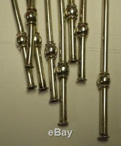 8 Sterling Silver Sipper Straw Spoons Round Bowls Taxco Mexico 7 1/4 3.5 Toz
