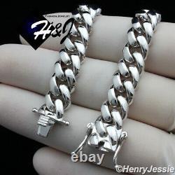 8men 925 Sterling Silver 7.5mm Plain Miami Cuban Curb Link Chain Braceletsb3