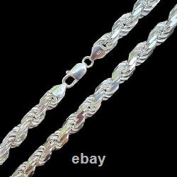 8mm 925 Rope Real SOLID Sterling Silver Chain Necklace Italian HEAVY Diamond Cut