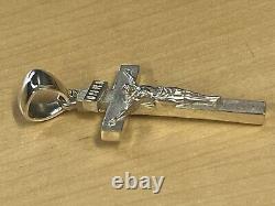 925 Crucifix Solid sterling Silver Cross charm Pendant Thick Heavy