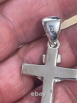 925 Crucifix Solid sterling Silver Cross charm Pendant Thick Heavy