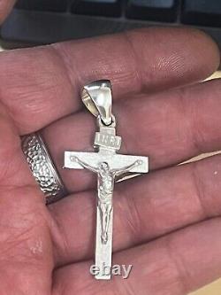 925 Crucifix Solid sterling Silver Cross charm Pendant Thick Heavy