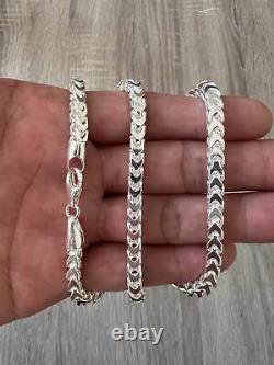 925 Franco Sterling Silver Solid Chain Necklace Bracelet Diamond Cut High Polish