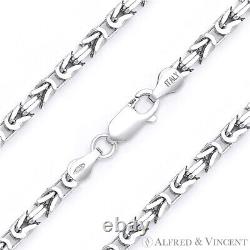 925 Italy Sterling Silver 2.7mm Byzantine Link Italian Chain Necklace with Rhodium