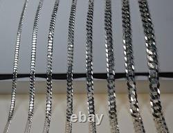 925 SOLID Sterling Silver FLAT CUBAN CURB Chain Necklace or Bracelet All Sizes
