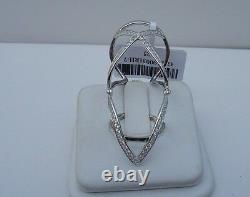 925 STERLING SILVER FULL LADIES FINGER ADJUSTABLE HINGE RING With DIAMOND/SZ 5-9