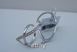 925 STERLING SILVER FULL LADIES FINGER ADJUSTABLE HINGE RING With DIAMOND/SZ 5-9