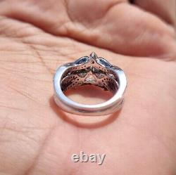 925 Silver Deer Antler Wedding Engagement Ring Set 1.25 Ct Heart Cut Moissanite