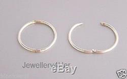 925 Sterling Silver 13mm Tiny Small Hinged Hoop Sleeper Earrings B'day GIFT NEW