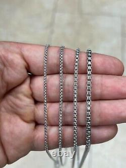 925 Sterling Silver 1.8mm 2.1mm 2.6mm 3.3mm Italian Round Box Chain Necklace
