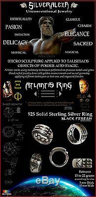 925 Sterling Silver Atlantis Ring Talisman Anillo Atlante Black Finish All Sizes