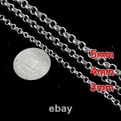 925 Sterling Silver Chains Rolo Soldered Necklace Belcher 3mm 4mm 5mm 7-36