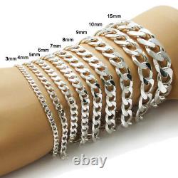 925 Sterling Silver Cuban Link Chain Bracelet (All Widths and Lengths)