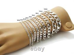 925 Sterling Silver Cuban Link Chain Bracelet (All Widths and Lengths)