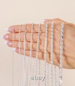 925 Sterling Silver Diamond Cut Rope Chain Necklace. 925 Italy All Sizes