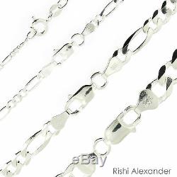 925 Sterling Silver Figaro Mens Boys Chain Necklace. 925 Italy All Sizes