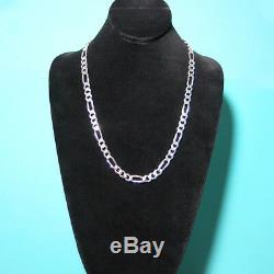 925 Sterling Silver Figaro Mens Boys Chain Necklace. 925 Italy All Sizes