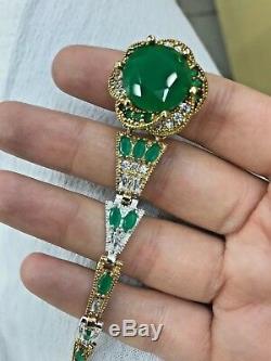 925 Sterling Silver Handmade Authentic Turkish Emerald Bracelet Bangle Cuff
