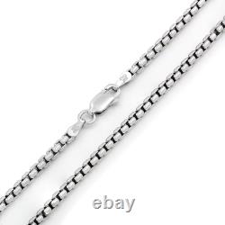 925 Sterling Silver Italian Round Box 1.5mm 3.5mm Solid Rolo High Polish Chain