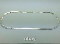 925 Sterling Silver Italian Solid Herringbone Flat Chain Necklace 20