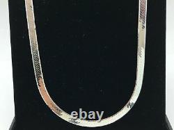 925 Sterling Silver Italian Solid Herringbone Flat Chain Necklace 20