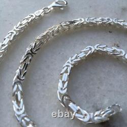 925 Sterling Silver Mens Byzantine Kings Necklace Chain Solid 5mm 20 Inch 66GR