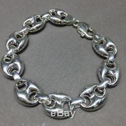 925 Sterling Silver Mens Mariner Puffed Link Chain Bracelet 9.05 Inch 24GR 14mm
