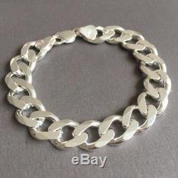 925 Sterling Silver Mens Solid Cuban Curb Link Chain Bracelet 13mm 55GR 8.6Inch