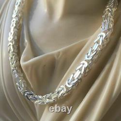 925 Sterling Silver Mens Square Viking Byzantine Chain Necklace 5mm 81GR 24Inch