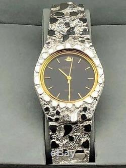 925 Sterling Silver Nugget Wrist Watch with Geneve Watch 8 Graduated Band