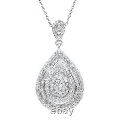 925 Sterling Silver Real Diamond Pendant Necklace Size 18 Ct 1 I3 Gifts Jewelry
