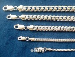 925 Sterling Silver SOLID Miami Cuban Link Chains MEN'S WOMEN'S 2mm-8mm 16-30