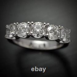 925 Sterling Silver Simulated 5 Stone 1.00 Ct Round Diamond Wedding Band Ring