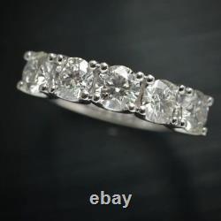 925 Sterling Silver Simulated 5 Stone 1.00 Ct Round Diamond Wedding Band Ring