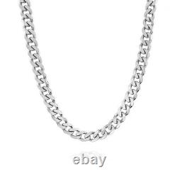 925 Sterling Silver Solid 7MM Cuban Curb Chain Necklace, Mens Silver Bracelet