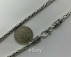 925 Sterling Silver Solid Byzantine Chain/Necklace Oxidized 4.5mm size 16-30