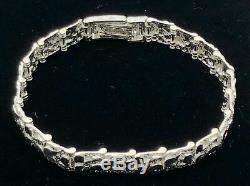 925 Sterling Silver Solid Nugget Bracelet Adjustable 8 9.5mm 21.2 grams