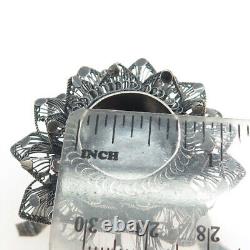 925 Sterling Silver Vintage Floral Filigree Oxidized Candlestick