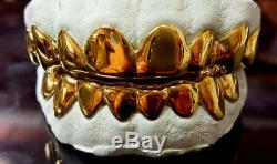 925 Sterling Silver with 18K Yellow Gold Plated Custom Real Handmade Grillz