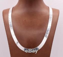 9mm Flexible Herringbone Chain Necklace Real Solid Sterling Silver 925 Italy