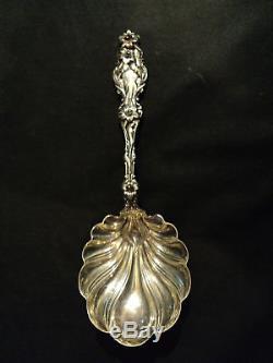ANTIQUE WHITING LILY STERLING SILVER LARGE BERRY SPOON, c. 1902