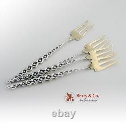 Aesthetic 4 Cocktail Forks Set Sterling Silver Whiting 1880 Mono Roy