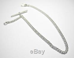 Albert Chain Solid Sterling Silver Pocket Watch Curb Fob. 925 Made in UK FA46