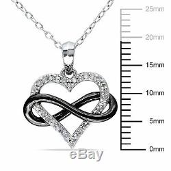 Amour Sterling Silver Diamond Heart Infinity Pendant Necklace